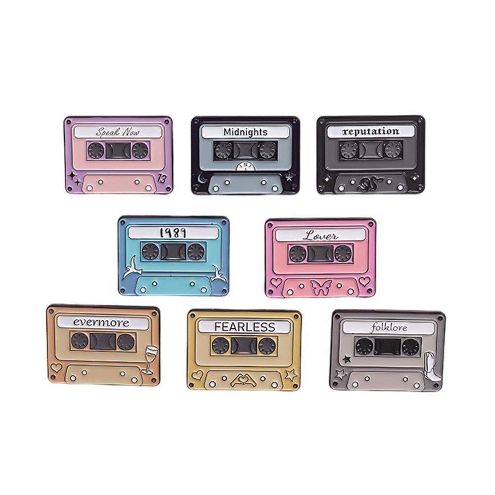Men Women Cartoon Magnetic Tape Brooch Cute Music Tape Pin Lapel Pin For Jacket Shirt Hat Vintage Pin Accessories