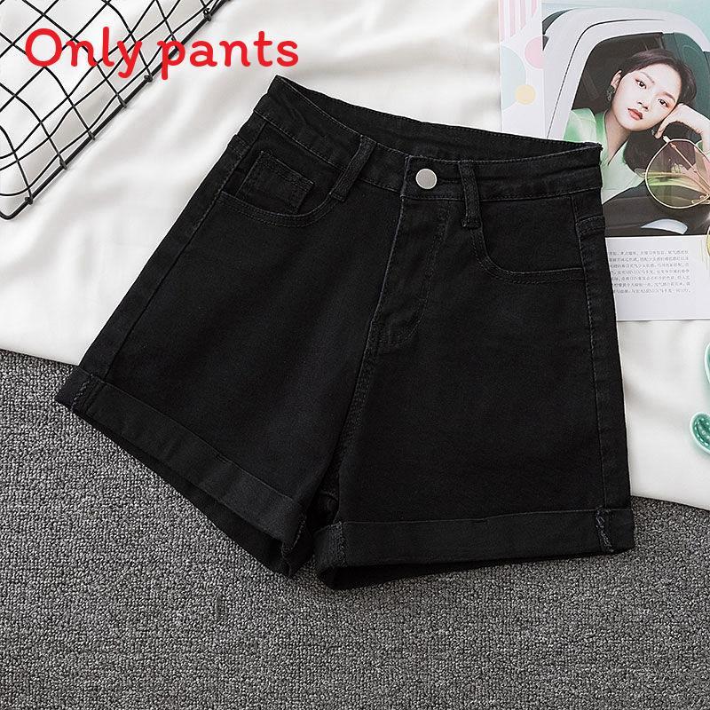Basic Cotton Denim Shorts For Women Summer High Waist With Rolled Edges Casual Wear