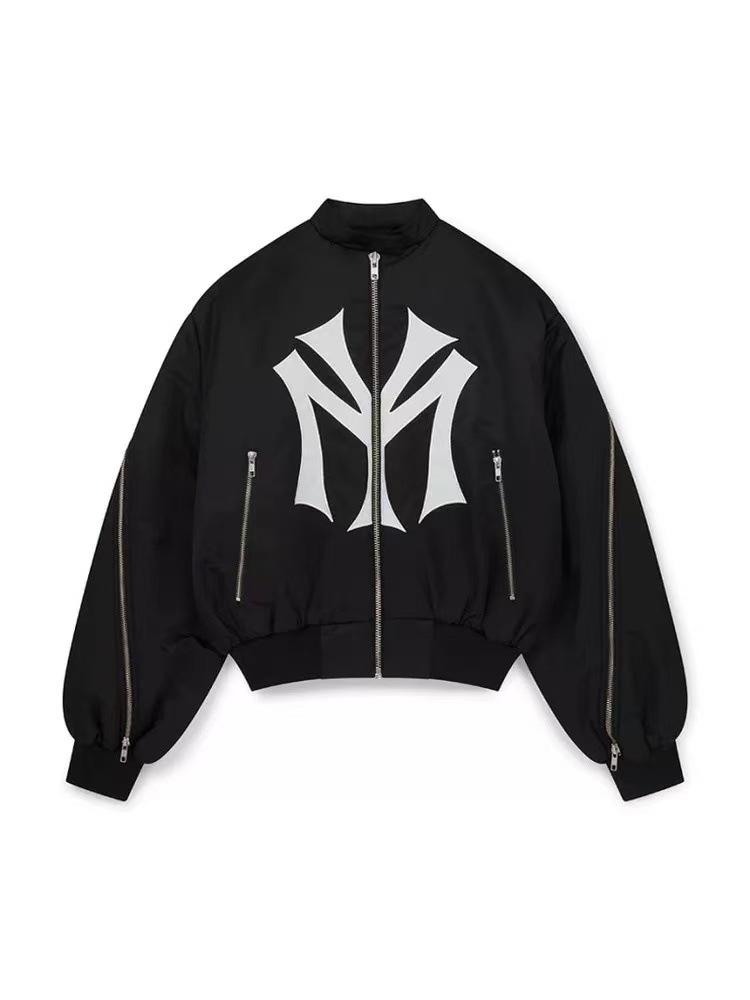 Хлопковая бейсбольная куртка-бомбер Mowalola с аппликацией, для тяжелых условий