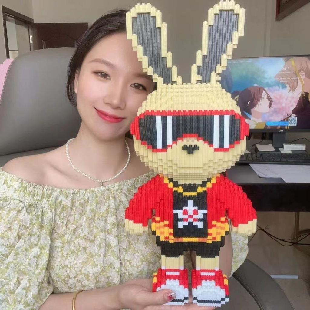 3D 5800PCS Candy Rabbit Красочные и милые кролики Общество кроликов Строительные блоки для взрослых Высокая сложность сборки головоломки игрушки подарок