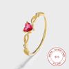 Exquisite 18K Gold Hollow Heart-Shaped Ruby All-Over Diamond Couple Ring for Women Sterling Silver Anniversary Jewelry Wedding Rings