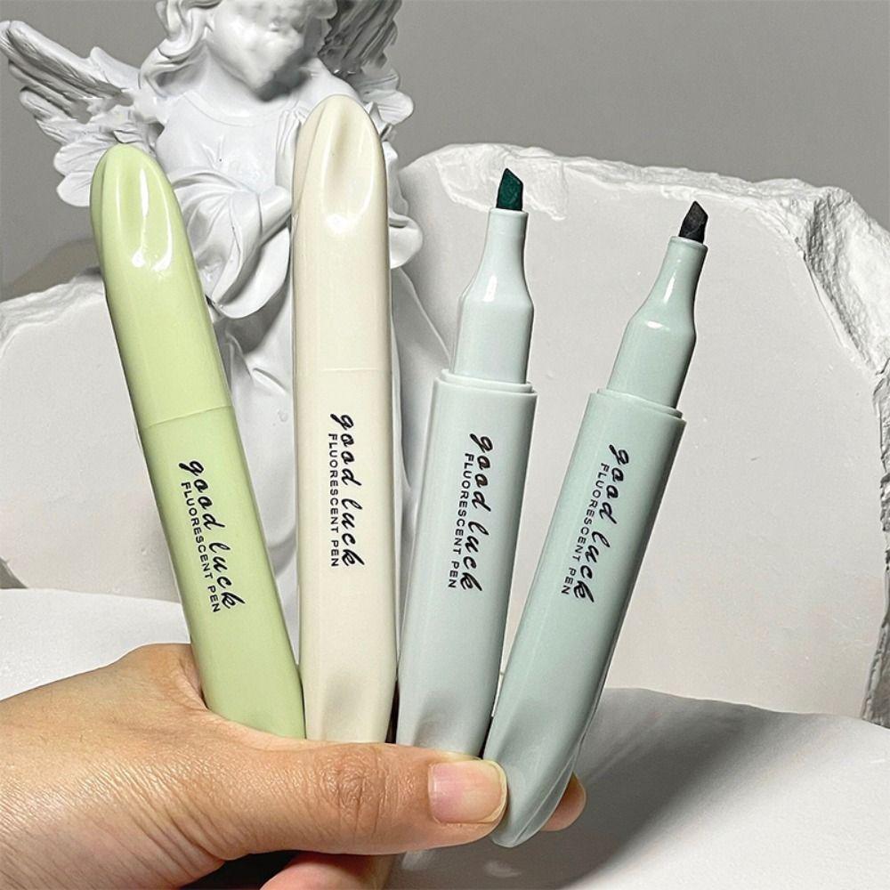 4Colors/Set Double Head Morandi Highlighters Morandi Color Fluorescent Pen Students Gift