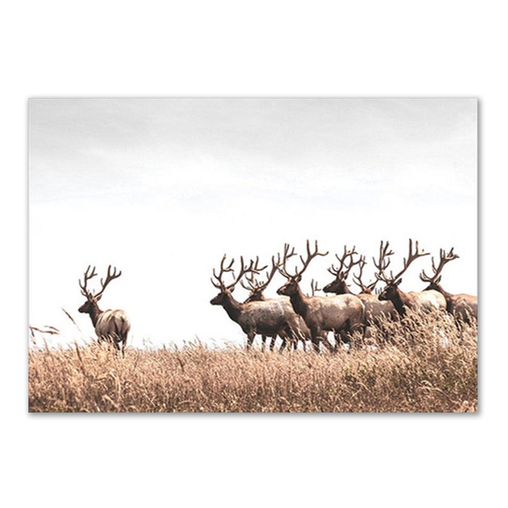 Reed Landscape Dandelion Elk Canvas Poster Nordic Style Wall Art Print Canvas Painting for Living Room Bedroom Pictures Decor