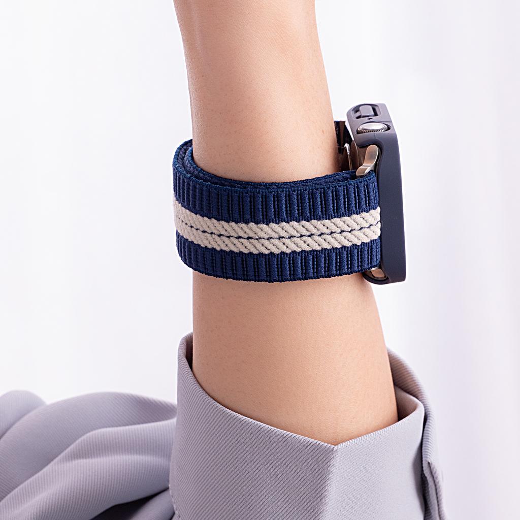 Nylon Watch Band for Apple Watch Series 10 Ultra 9 8 7 SE 6 5 4 3 2 1 46mm 49mm 45mm 44mm 42mm Stripe Design Parachute Buckle Strap