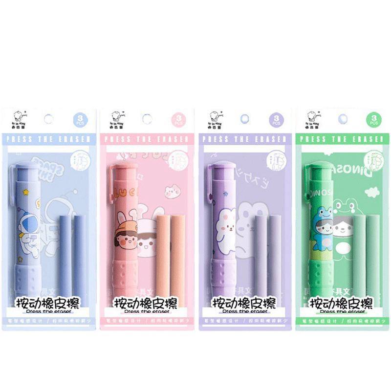 Erasers Pen Retractable Press Pencil Rubber Correction Supplies Stationery