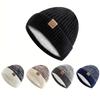 1PC Unisex Fleece Warm Knitted Wool Cap - Winter Ear Protection Design, 100% Polyester, Machine Washable