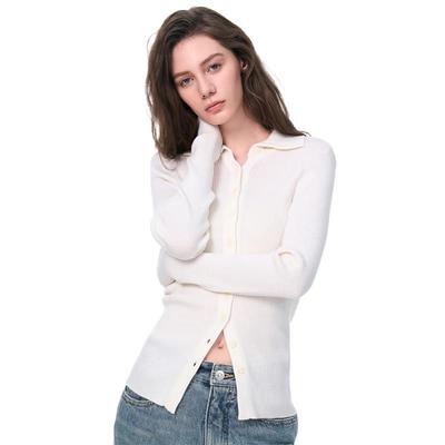 Женский кардиган Jin Yujie со 100% шерсти мериноса и отложным воротником