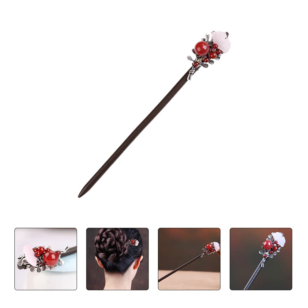 Frcolor Деревянные Одиночные Волосы Волосы Классические Волосы Совершеннолетия Японские Украшения Для Волос Шпилька, Заколка, Зажим, Аксессуар, Черное Дерево, Агат, Узор,