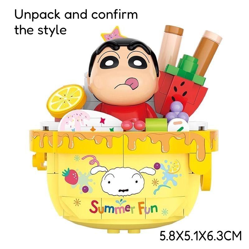 Crayon Shin-Chan Delicious Food Toys Building Blocks Blind Box Cute Assembling Toys Ornaments Children'S Educational Gifts