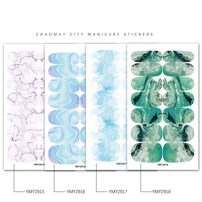 4 New Nail Accessories Marble Smudged Star Paper Mesh Red Nail with Laser Nail Stickers