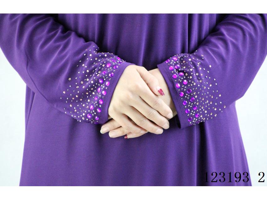 Traditional Muslim Women's Prayer Dress with Crystal Embellishments - Long Cotton Robe