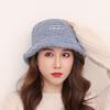 Autumn and Winter Hat Lamb Wool Fisherman Hat Women's Japanese Versatile New Winter Outdoor Warm Lamb Wool Letter Basin Hat