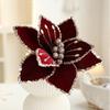 Sequins Artificial Poinsettia Flower 26CM Simulation Flowers  Christmas Tree Accessory