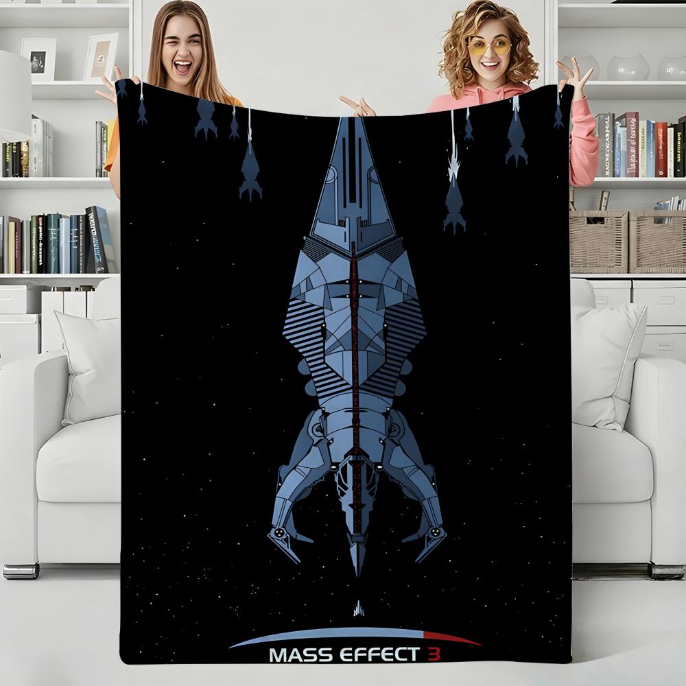 Игровое одеяло M-Mass Effect Фланелевое одеяло Идеально для дивана Офиса Кровати Путешествий Сна Чтения Отдыха Кемпинга Использование в четыре сезона