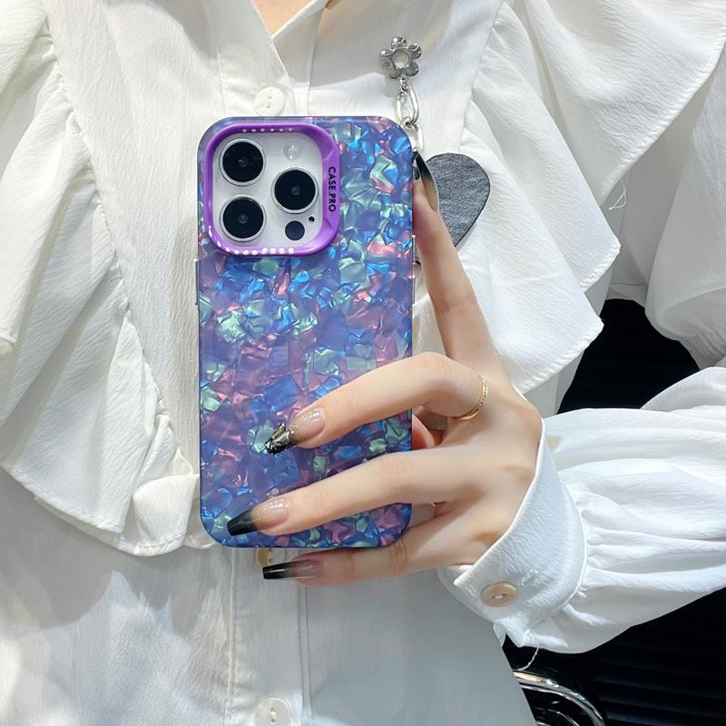 Роскошный чехол для телефона с цветным рисунком ракушки для iPhone 11 12 13 14 15 Pro Max 15plus противоударный модный красивый защитный чехол