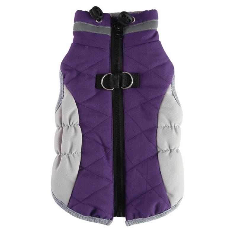 Winter Pet Coat Dogs Cats Warm Thick Cotton Outfit With Harness Loop Anti-Shedding Teddy Munchkin