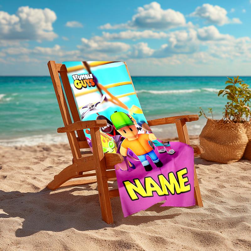 Personalized customized proof beach towel with Stumble Guys pattern - soft, absorbent,quick-drying,perfect swimming,camping&bathing