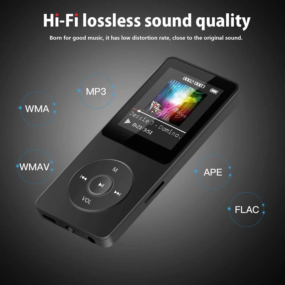 Портативный MP3-плеер 1,8 дюйма Walkmen Type-C Bluetooth 5.4 совместимый с электронными книгами запись спорта MP4 FM-радио музыкальный плеер