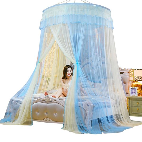 Романтическая купольная москитная сетка принцессы, градиентная двухцветная кружевная сетка для кровати, трехдверная подвесная сетка для кровати