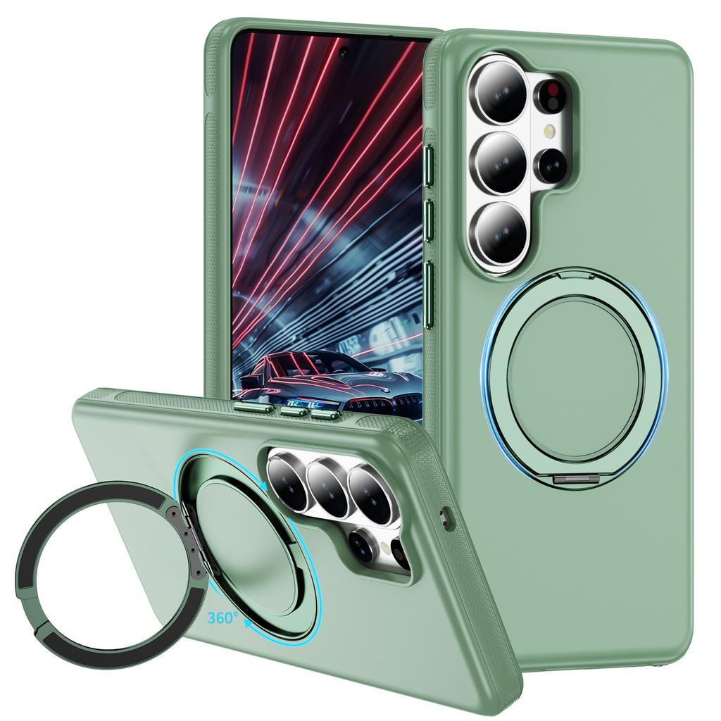 case for Samsung S26 plus ultra 360 degree rotating gear magnetic bracket phone case Skin feel anti fall Wireless Charging plain