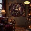 VIKAMA Christmas Gothic Angel Skull Tapestry Vintage Purple Robe Background Cloth Living Room Party Wall Room Decoration