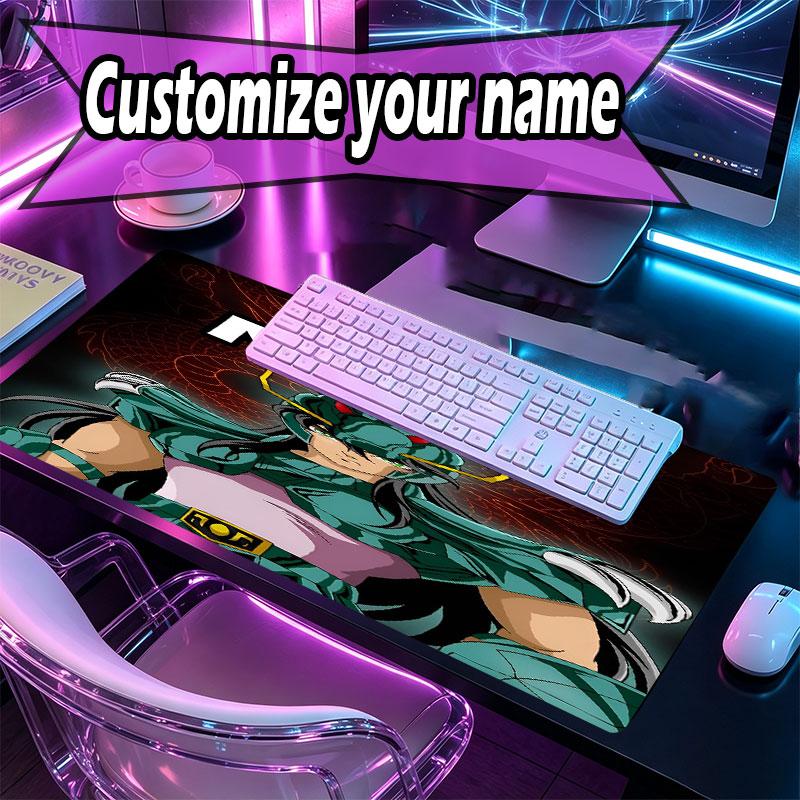Custom Name Personalized Saint Seiya Pattern Mousepad, Laptop PC Desk Mat, Decorative Desk Mat for Home Keyboard Pad Gift