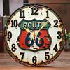 Винтажные деревянные круглые бесшумные настенные часы Route 66, подходят для гостиной, офиса, кабинета, спальни, домашнего декора