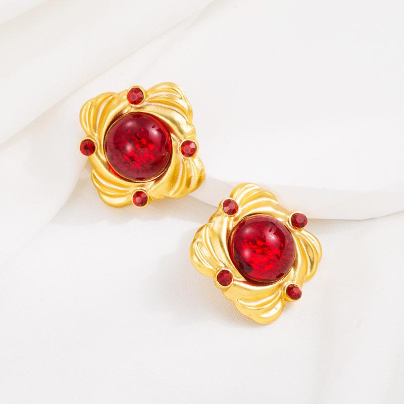 Женские серьги-гвоздики в стиле ретро, серьги-подвески из титанового стального сплава, акриловые хрустальные квадратные бусины, геометрические украшения для ушей