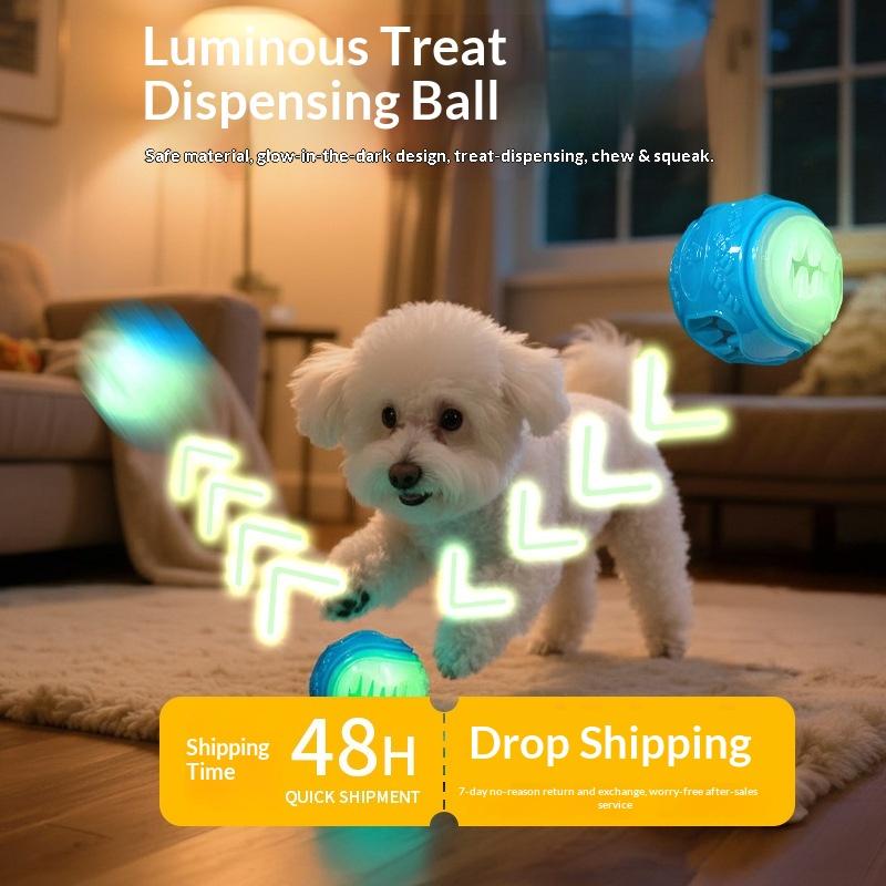 For Hot Pet Toy Dog Teething Bite-Resistant Glow-in-the-Dark Food-Leaking Training Ball TPR
