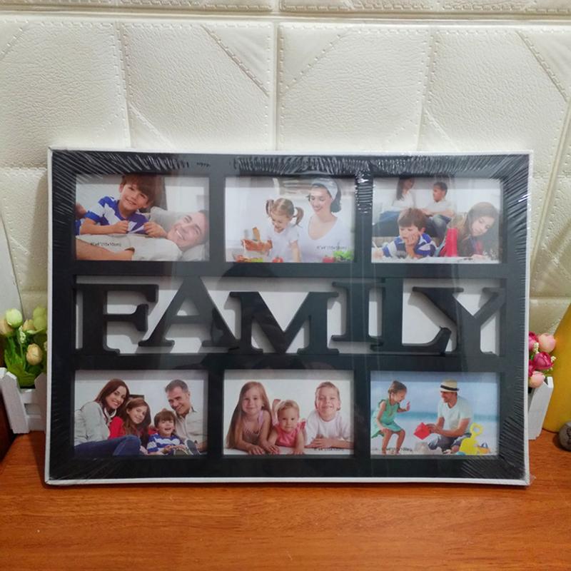 6 Slots Photo Wall Collages Kit Family Love Picture Frame Multi Opening Wall Decor Home Artwork Display