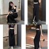 Classic Womens Black High Waist Pencil Skirt With Side Slit For Office Wear