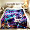 Dog Theme Custom Blanket Personalized Name & Text Customized Soft Warm Throw Blanket Home Decor
