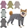 Fashionable Pet Dog Clothes Polyester Dog Pajamas Durable Puppy Stripes Jumpsuits  Home