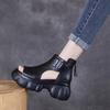 Women's Summer Boots Luxury Platform Artificial Leather Barefoot Shoes For Women 2024 Comfortable Moccasins Black Outdoor Sandal