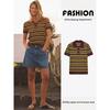 Za2025 Spring New Women Clothes All-Match Striped Knitted Polo Shirt Collar Short Sleeve Top 9598032 104