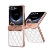 Для Samsung Galaxy Z Flip7 5G Чехол для телефона из ПУ кожи с покрытием, блестками, стразами, кольцом-держателем, защита шарнира, защитная пленка для экрана, противоударный чехол