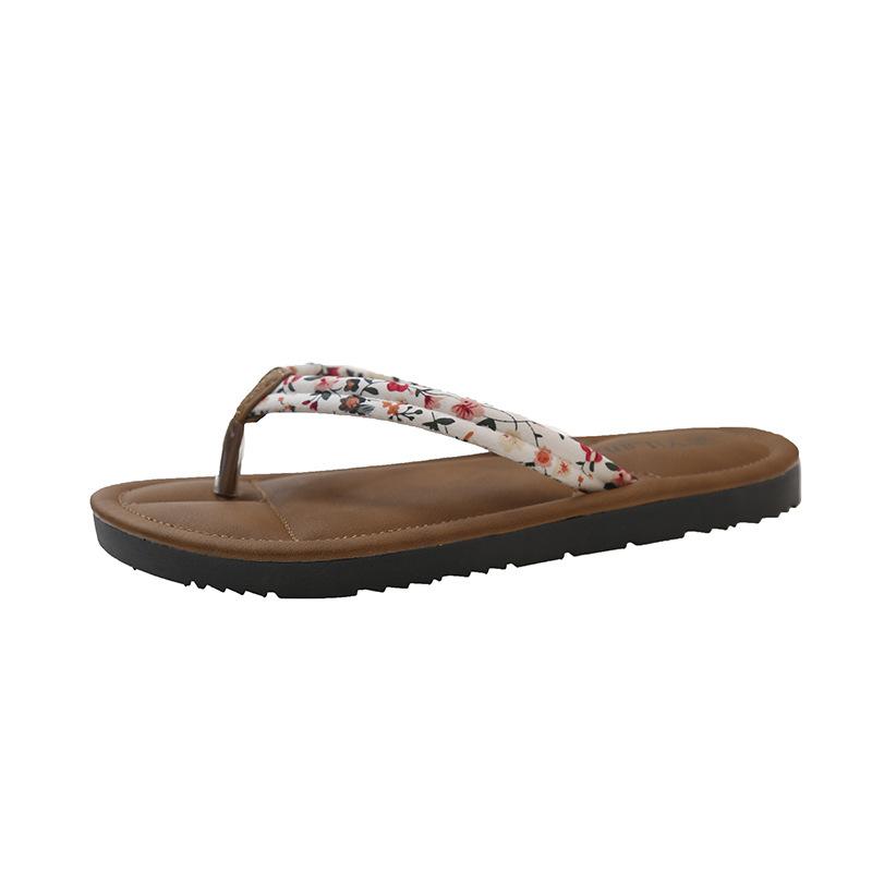 Внешнеторговые шлепанцы на плоской подошве для женской уличной обуви 2025 лето новые больших размеров модные цветочные шлепки пляжная обувь