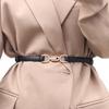 Retro Thin Adjustable Women PU Leather Belt Wild Black Ladies Female Skinny Dress Waist Belts Straps Gold Metal Buckle Wasitband
