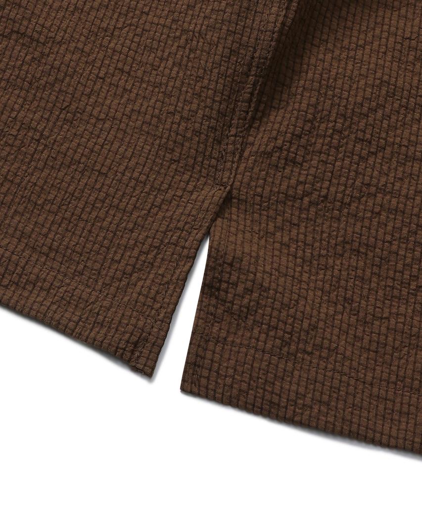 CONNECT KINLOCH Loose Fit Seersucker Short Sleeve Shirt (Brown)