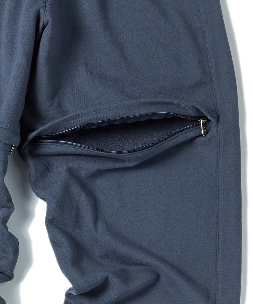 TRAVEL Open-Knee Sweat Balloon Pants Dark Blue