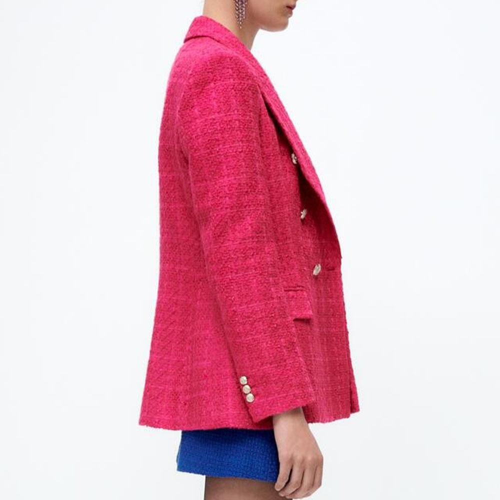 Женский весенний модный повседневный двубортный твидовый офисный пиджак High Street, пиджак