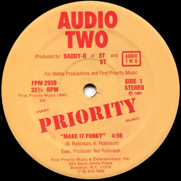 12-дюймовая пластинка AUDIO TWO - Make It Funky / Top Billin' FPM2938 First Priority 2004 США Рэп и хип-хоп/R&B Б/У