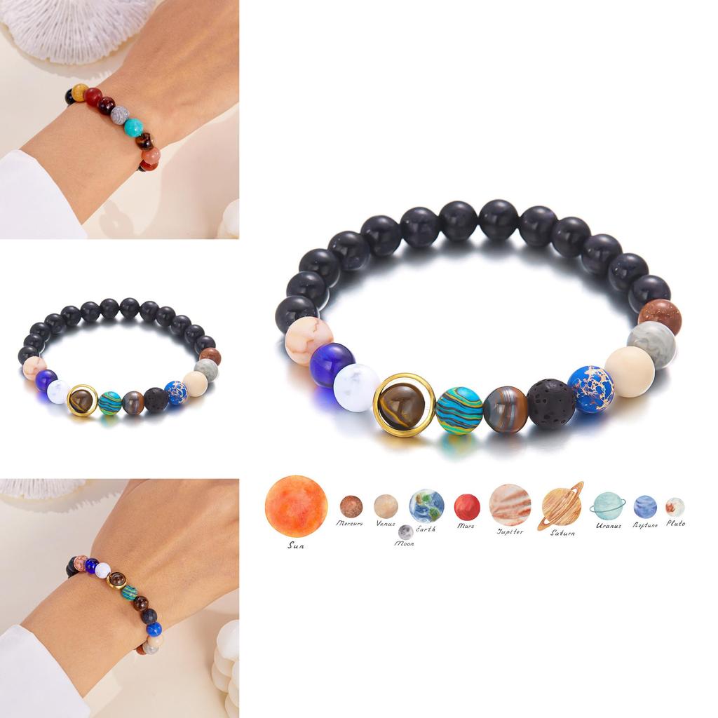 Stylish Natural Stone Celestial Hand Chain With Star And Planet Motifs For Daily Wear