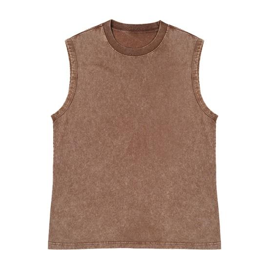 Жилет унисекс в стиле ретро, ​​свободная футболка без рукавов с круглым вырезом, однотонные, потертые, потертые майки, мужские и женские жилеты, уличная одежда