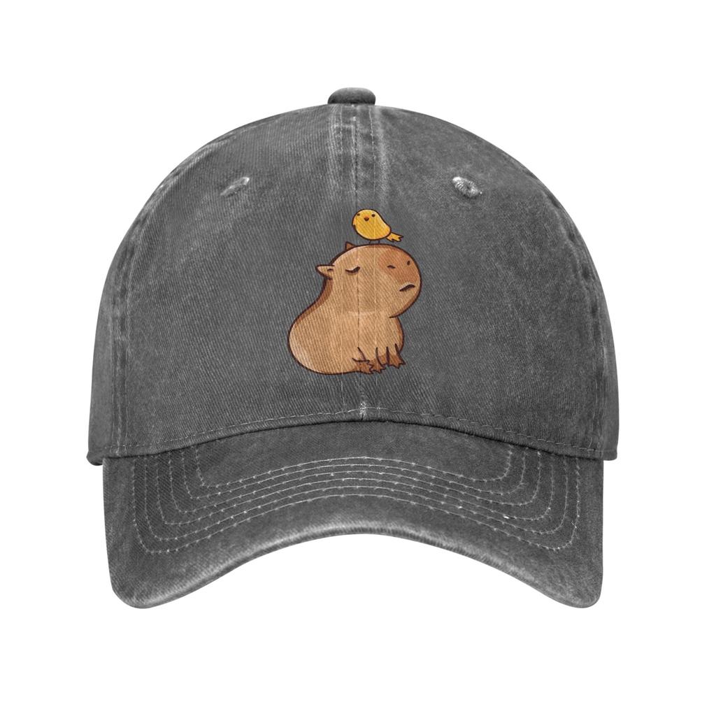 Capybara with Bird Unisex Baseball Caps  Distressed Denim Washed Hats Cap Retro Outdoor Running Golf  Adjustable Sun Cap