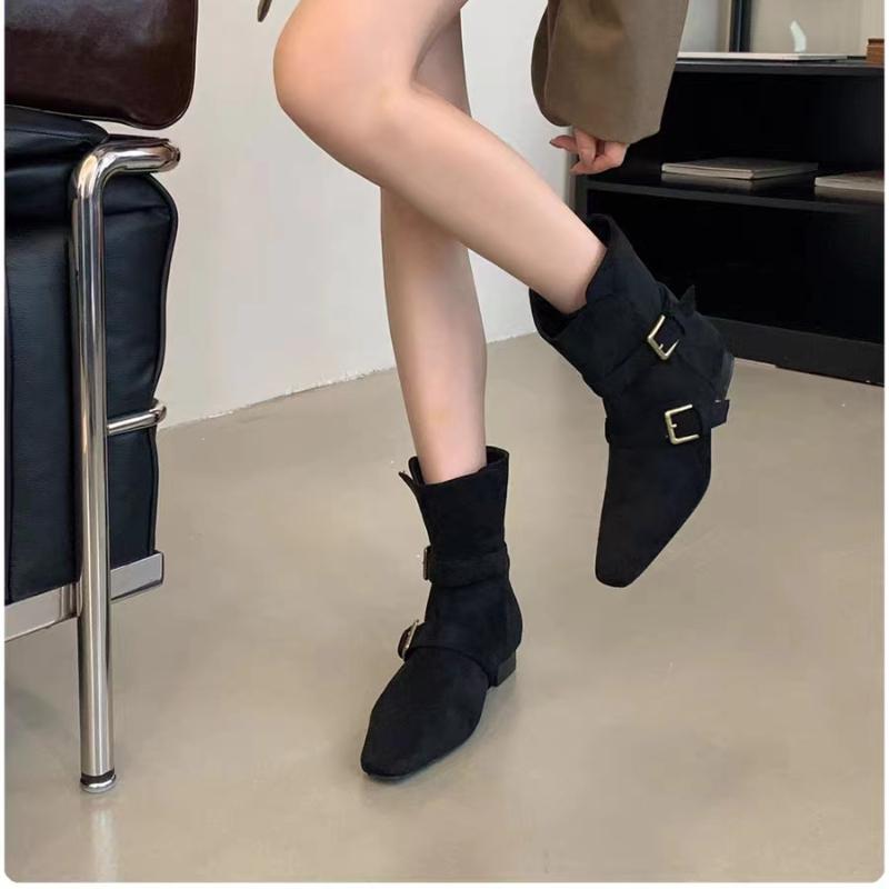 Заостренный носок массивные женские ботильоны замшевые модные дизайнерские прогулочные туфли женские 2025 тренд зимнее элегантное платье Mujer Zapatos