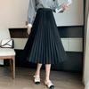 Slanted A-line Umbrella Skirt Long Skirt Spring and Summer Elastic High Waist High Temperature Pressure Pleated Retro Slim Mid-length Skirt