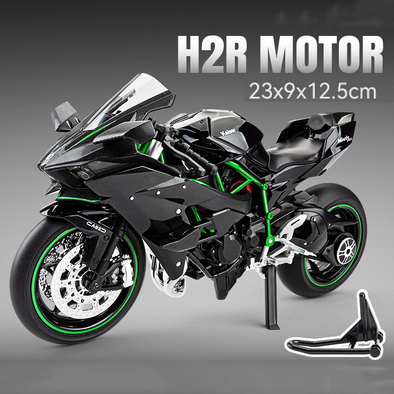1:9 Kawasaki H2r 1000rr Сплав Мотоцикл Литые Модели Машинки Игрушки Управление Передним Колесом Звук Свет Мотоцикл Подарки на День Рождения для Мальчика