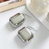 Suitable For Apple Airpods 1 2 3 4 Pro Pro2 Earphone Cover Protective Case Electroplated Mirror Simplicity Silver Case With Hook