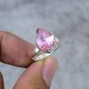 Розовый Кунцит Драгоценный камень Ручная работа 925 Стерлинговое серебро Ювелирное кольцо Размер 8 M-279